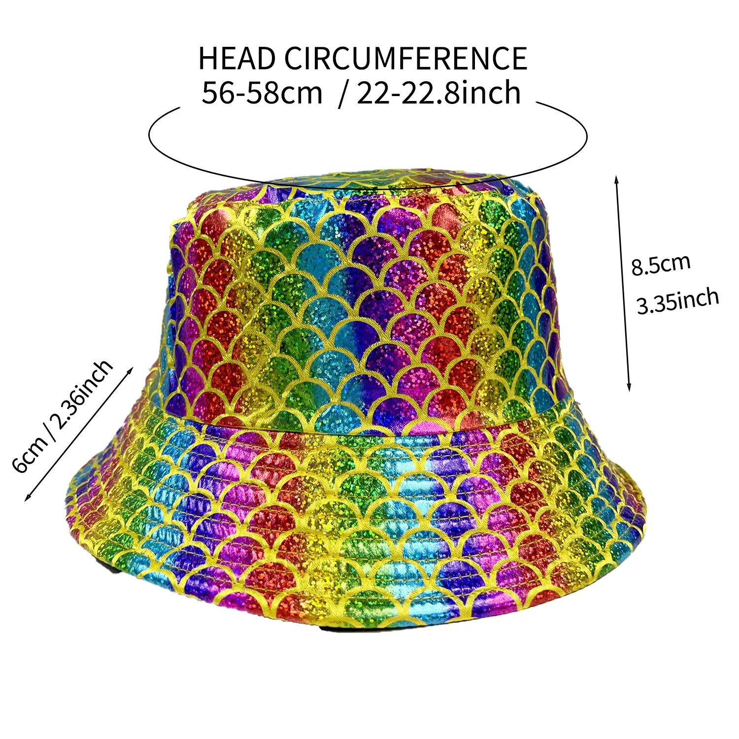 Youthful colorful laser reflection Fish scale slices Stage hat fisherman hat Outdoor Leisure Sunscreen Sun Hat bucket hats