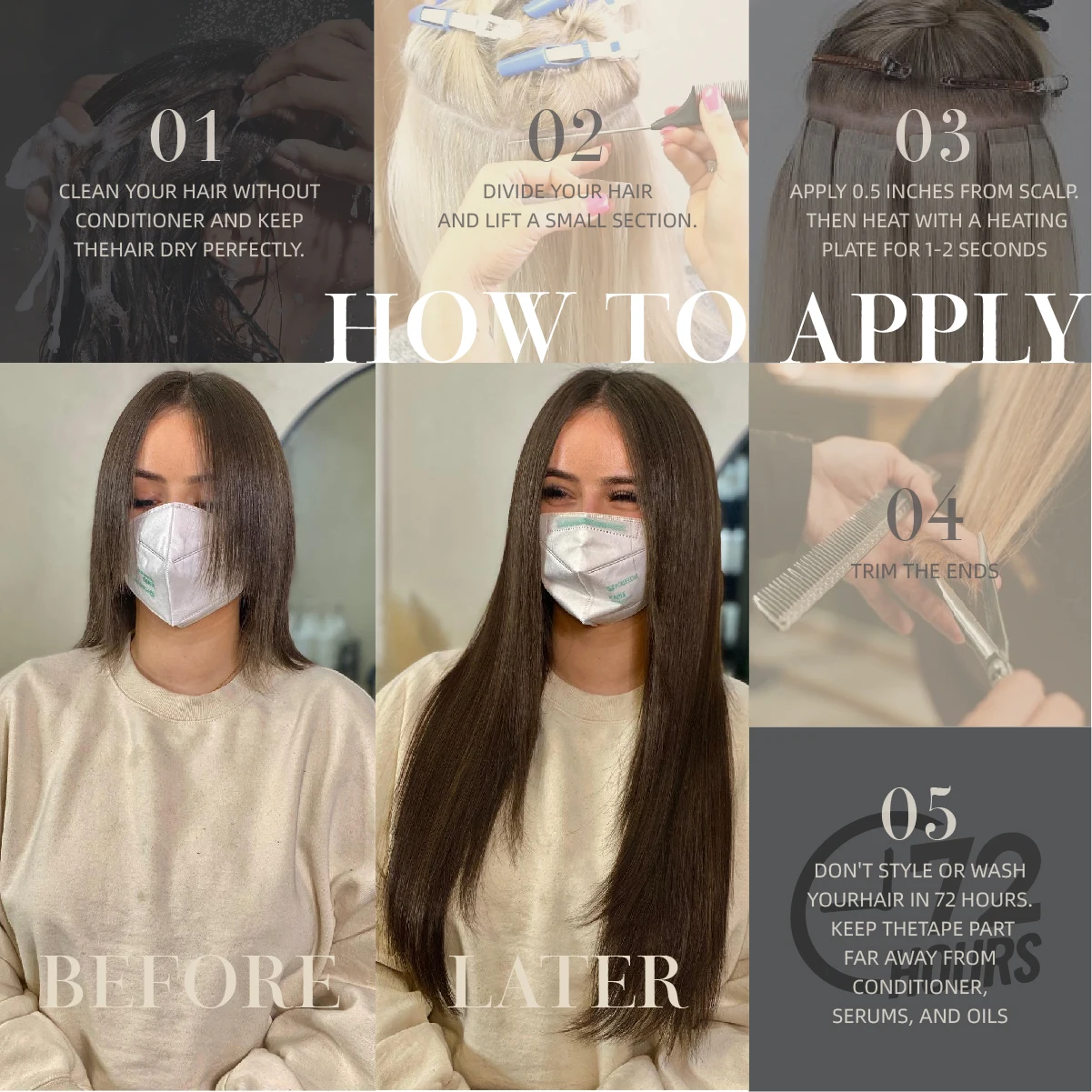 26 Inci 10 Buah Pita Sintetis Dalam Ekstensi Rambut Lurus Pita Warna Campuran Perekat Tak Terlihat Mulus Dalam Ekstensi Rambut untuk Malam Hari