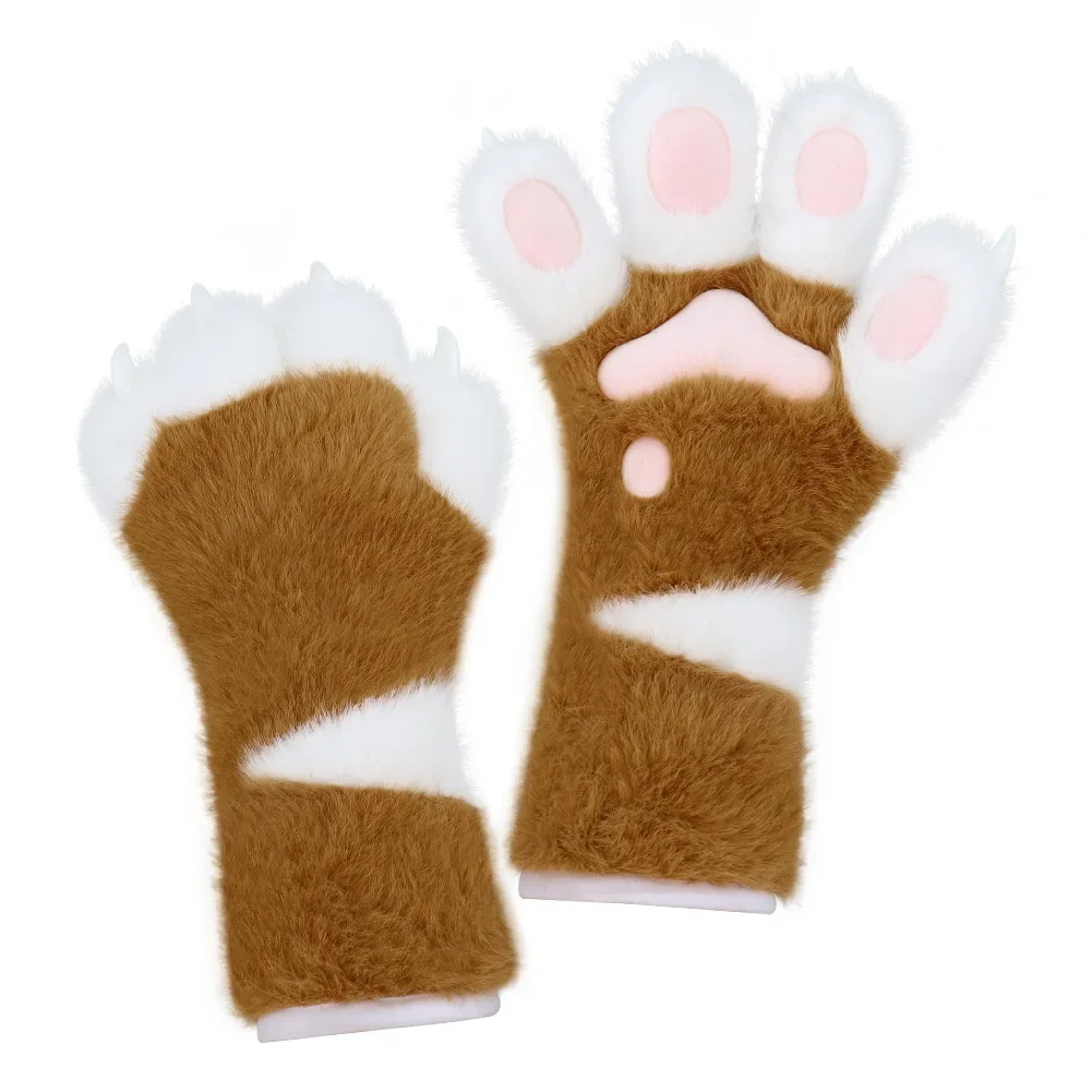 Garra adereços animal grosso palma carne almofada luvas halloween anime artesanal longo peludo luvas de pelúcia bonito cosplay acessórios