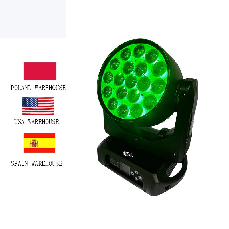 

EU STOCK LED Stage Light Aura Mac 19x15W RGBW DMX512 ZOOM LED Moving Head Wash Light Lyre Beam For Theater Wedding Event Party