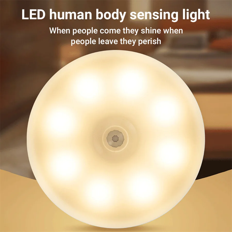 USB Rechargeable LED Night Light Motion Sensor Energy Efficient for Kitchen Bedroom Stairs Hallway Cabinet Closet