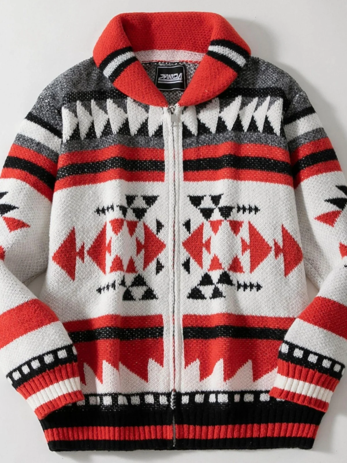 

Зимний модный свитер с принтом, мужской повседневный свободный свитер с длинными рукавами, городской стиль, американский кэжуал, с отложным воротником