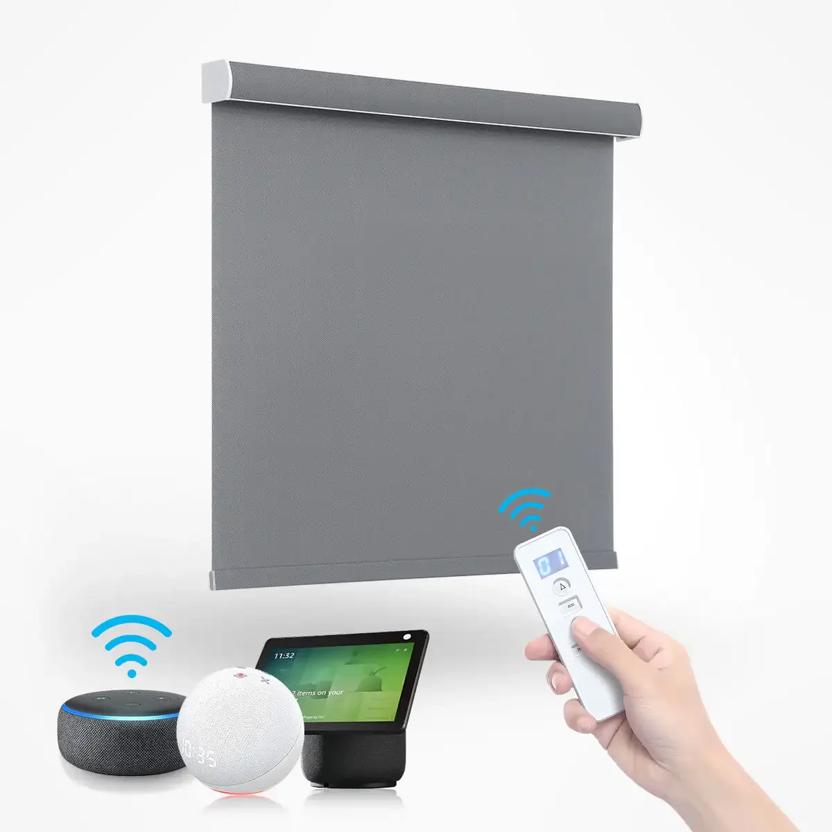 Custom Size Thick Fabric Alexa Controlled Motorized Wifi Tuya Smart Zebra Blackout Blinds for WindowZebra Blinds