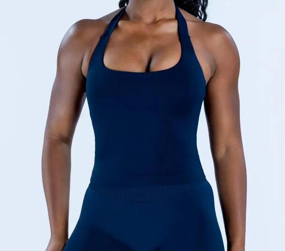 DL 0GO Longline Strappy Top Gym Sports Top Women Seamless Yoga Tank Sportswear Gym Clothing Running Workout Halter image 5