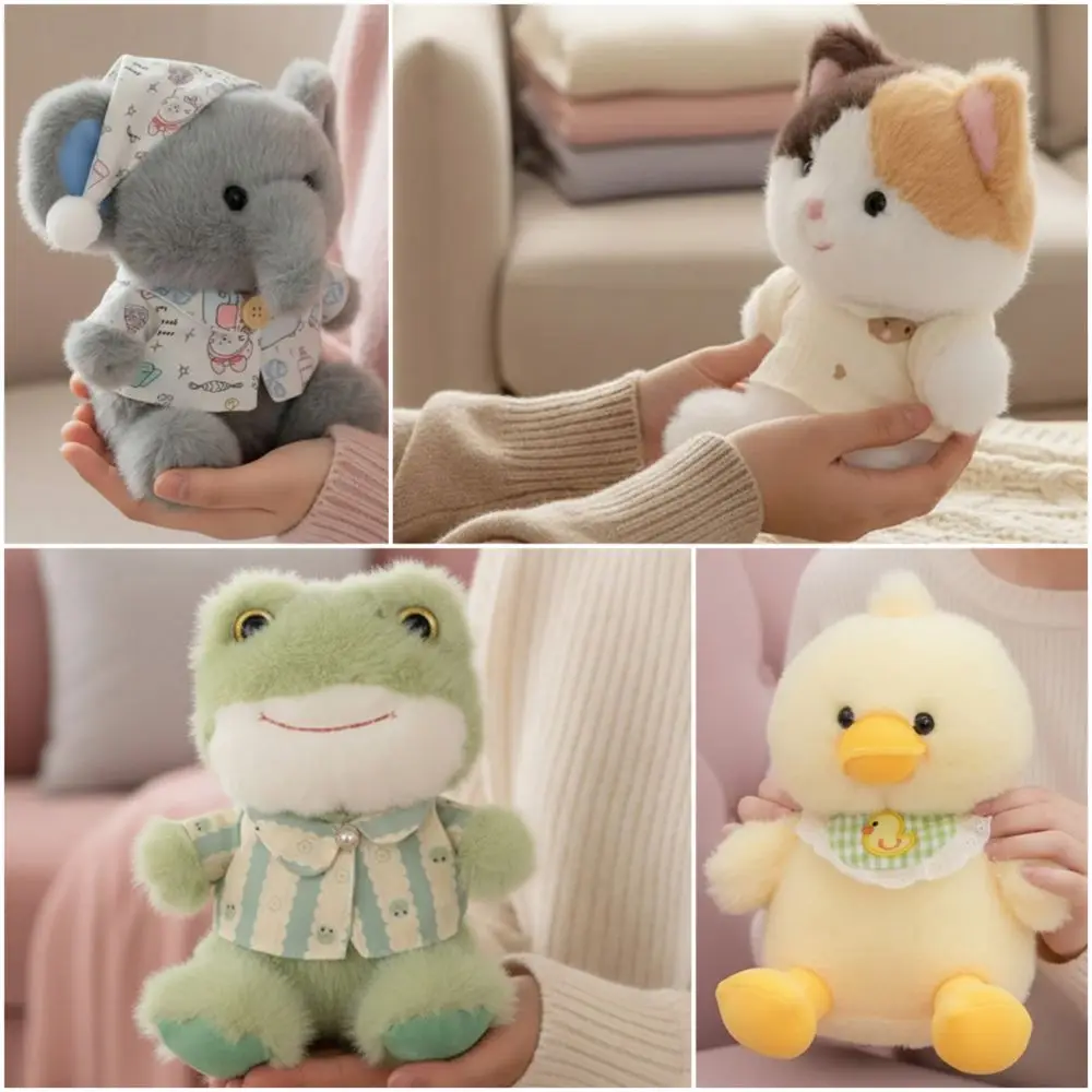 Multicolor Cartoon Animal Plush Doll Sheep Elephant Soft Stuffed Animal Doll Frog Duck Cat Desktop Ornament Plush Toy Gift