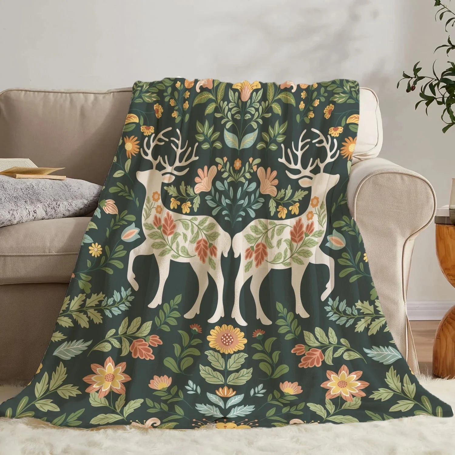Christmas creative blanket flannel printed flower blanket, super soft and comfortable sofa sleeping blanket in autumn and winter