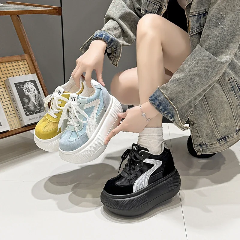 Casual Board Shoes for Women 2026 New Style Suede Thick Sole Sponge Cake Big Head Small Stature Height Increasing Women's Shoes