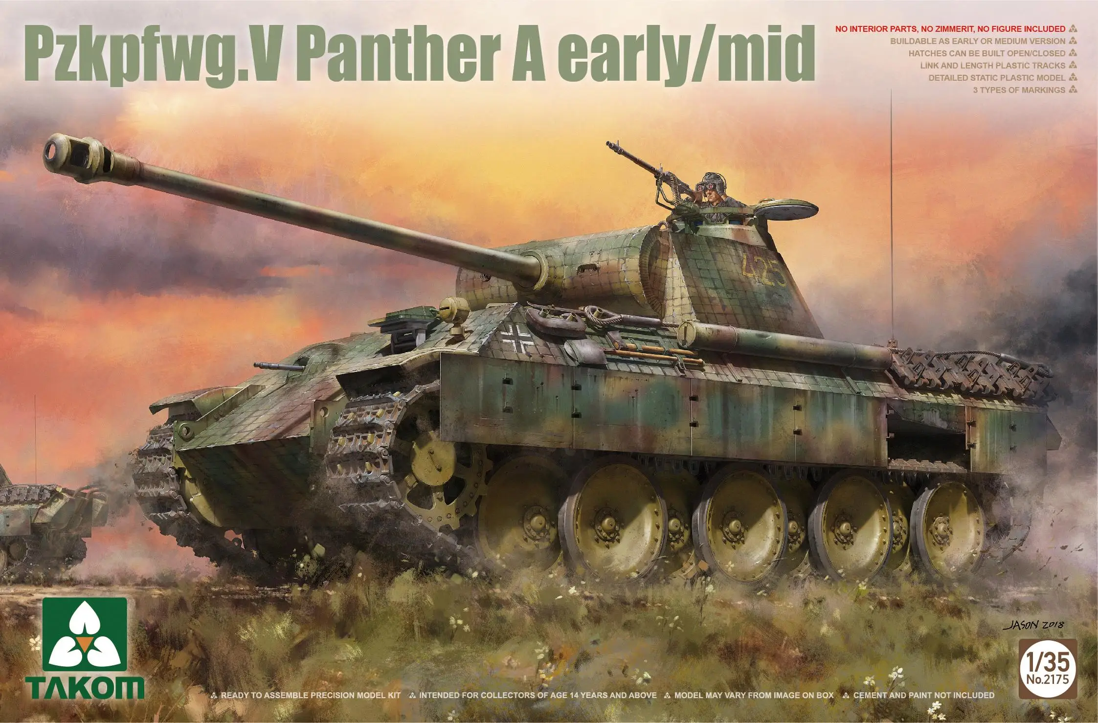 

TAKOM 2175 1/35 Pzkpfwg.V Panther A Early / Mid Tank Model Kit