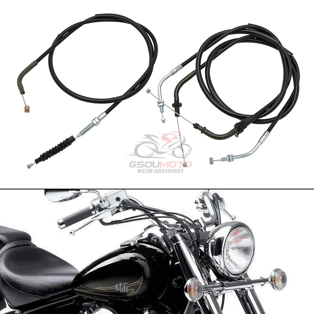 Motorcycle Clutch Cable Wire & Throttle Cables Line For Yamaha V-star XVS 400 650 Drag Star DS400/650 XVS400 XVS650 1998 - 2012