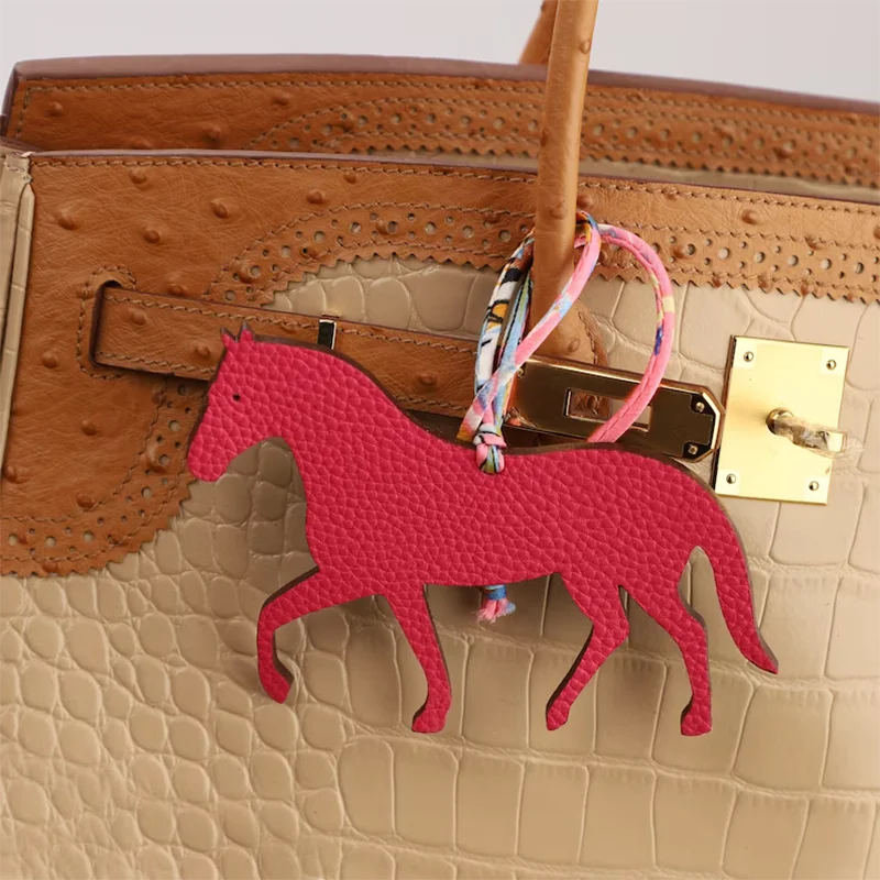 Handmade The Togo leather and Epsom Leather Petit H Horse Bag Charm,Leather bag charm,Best leather charm for Brand bag