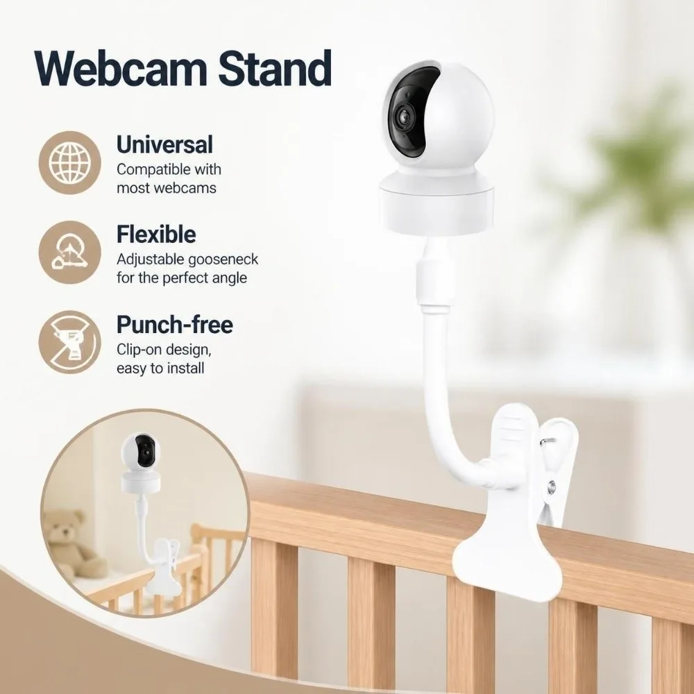 Universal Camera Clamp Mount Flexible Heavy Duty Camera Bracket Punch-free 1/4 Inch Screw Interface Monitor Holder Office