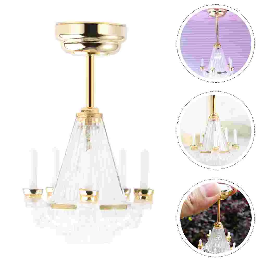 Dollhouse Chandelier Mini Decoration Wall Light LED Realistic Hanging Lamp Model Ornament Scene Layout Prop Ferroalloy