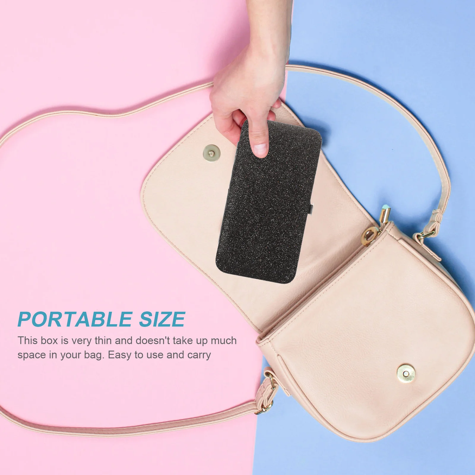 

Portable Eyelash Tweezers Box Slim Makeup Tool Storage Container with Magnetic Clasp Golden Texture Elegant Lash Extension