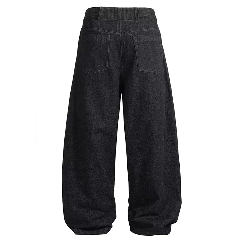 Japanese Korean Retro Breasted Black Jeans Curved Knife Pants Casual Loose Wide Leg Pants Straight Leg Pants