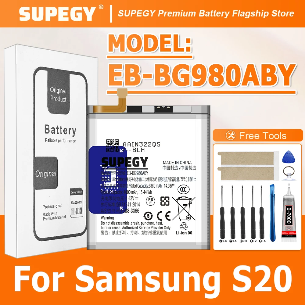 100% NEW EB-BG980ABY Battery For Samsung S20 Phone Replacement Bateria