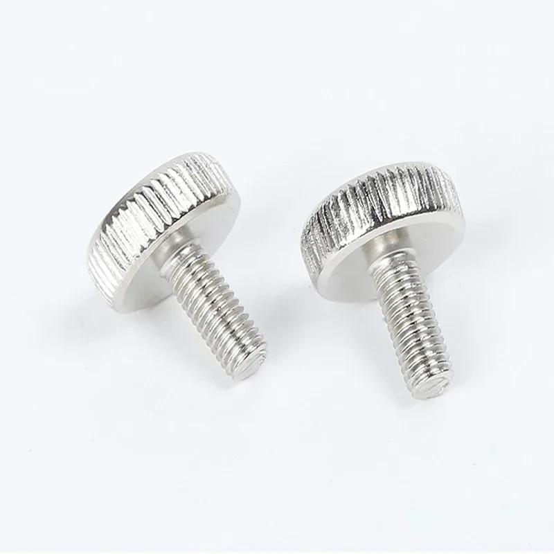 10pcs M3 304 스테인레스 스틸 GB835 널링 플랫 라운드 헤드 핸드 조임 커튼 벽 유리 엄지 나사 볼트