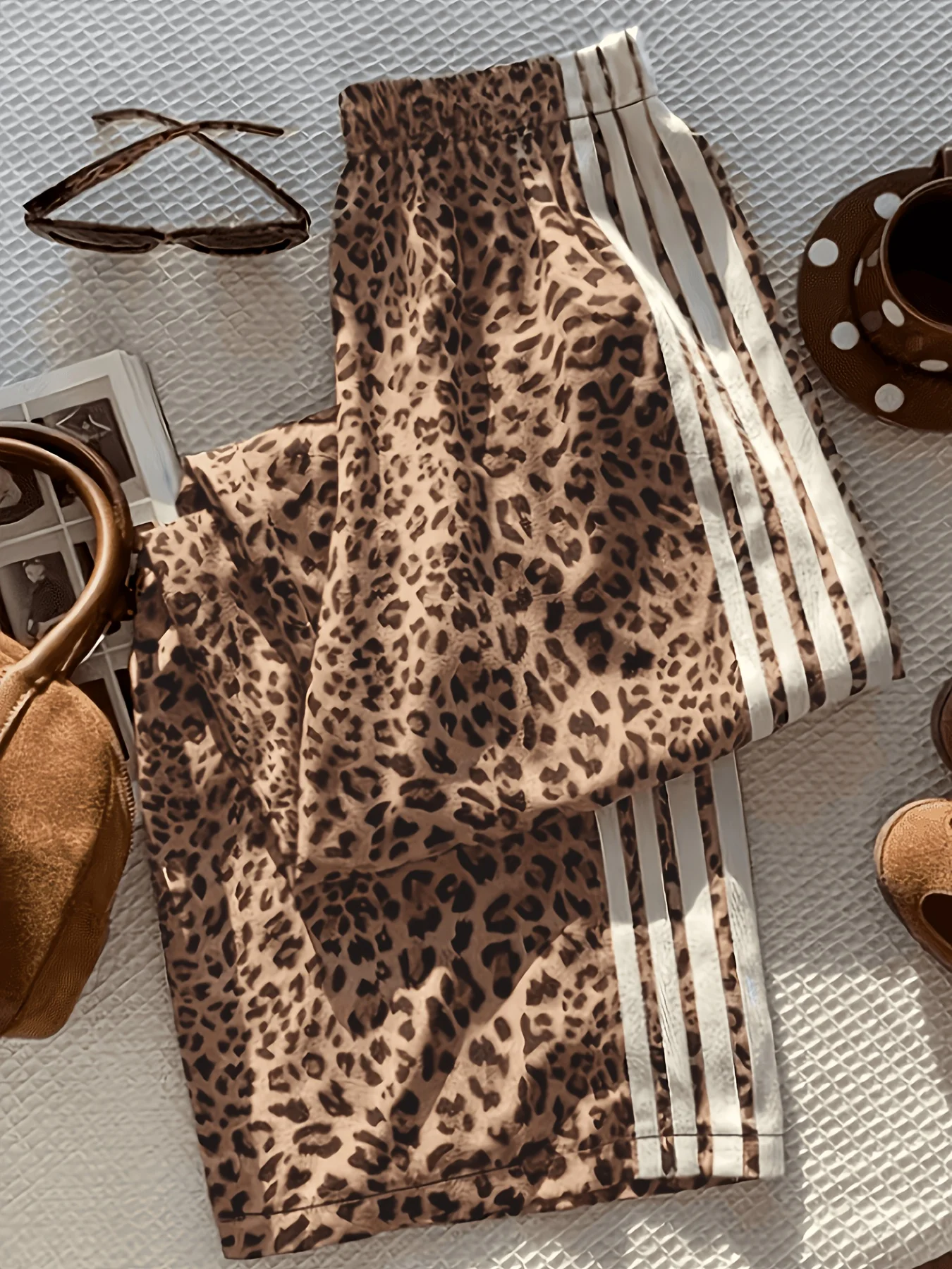 Men Women Straight Trousers 3D Animal Leopard Stripe Splicing Print Quick Dry Pants Elastic Waist Vintage Punk Long Pants