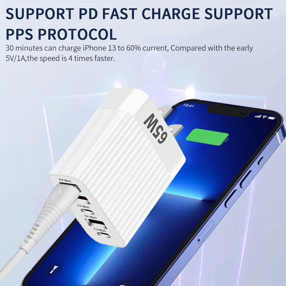 PD متعدد المنافذ 65 واط شاحن الهاتف شحن سريع شاحن الهاتف المحمول محول الطاقة آيفون Xiaomi هواوي سامسونج الجدار شاحن #3
