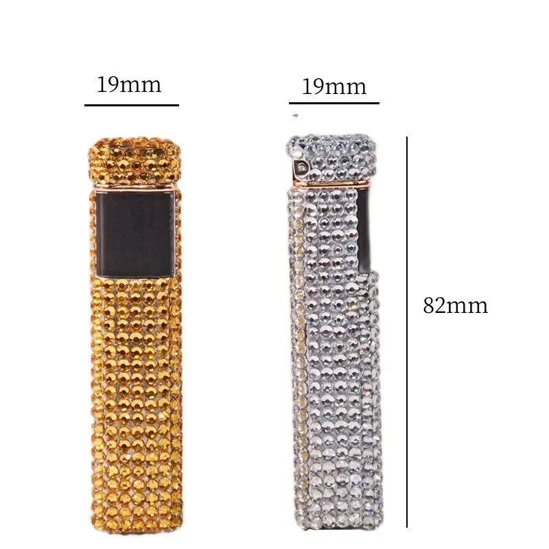 USB Rechargeable Lighter Beautiful Rhinestone Lighter Double Arc Cigarette Lighter Ladies Smoking Lighter Send Girl Special Gift