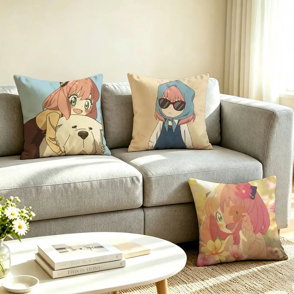 S-SPY FAMILY Anya Forger  Square Double-Sided printed Pillow Case Bedroom Bedside Pillow Sofa Cushion Cover