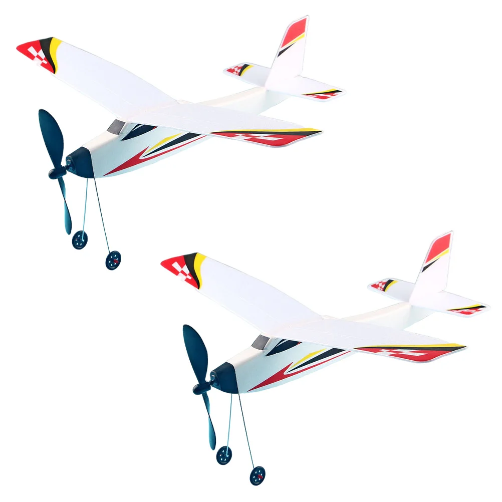 2 Pcs Rubber Band Plane Toy Airplane Toys Plastic Educational Assemble Aircraft Child