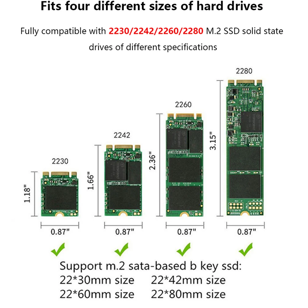 TISHRIC Externes SSD-Nvme-Gehäuse M.2 NGFF NVME Dual Protocol Solid State Drive-Gehäuse unterstützt M.2 NGFF 2230/2242/2260/2280