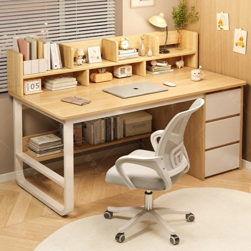 Firm Desk Simple Bookshelf Integrated Learning Desk Multi-purpose Office Computer Table And Chair Factory
