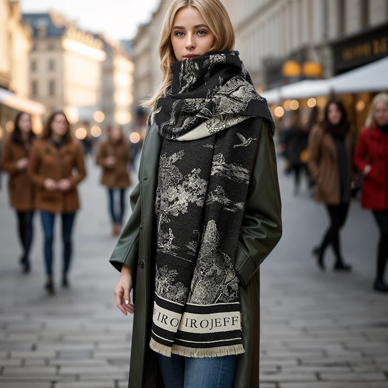 A hot fashion new jacquard scarf, joker warm and comfortable scarf warm shawl in autumn and winter.