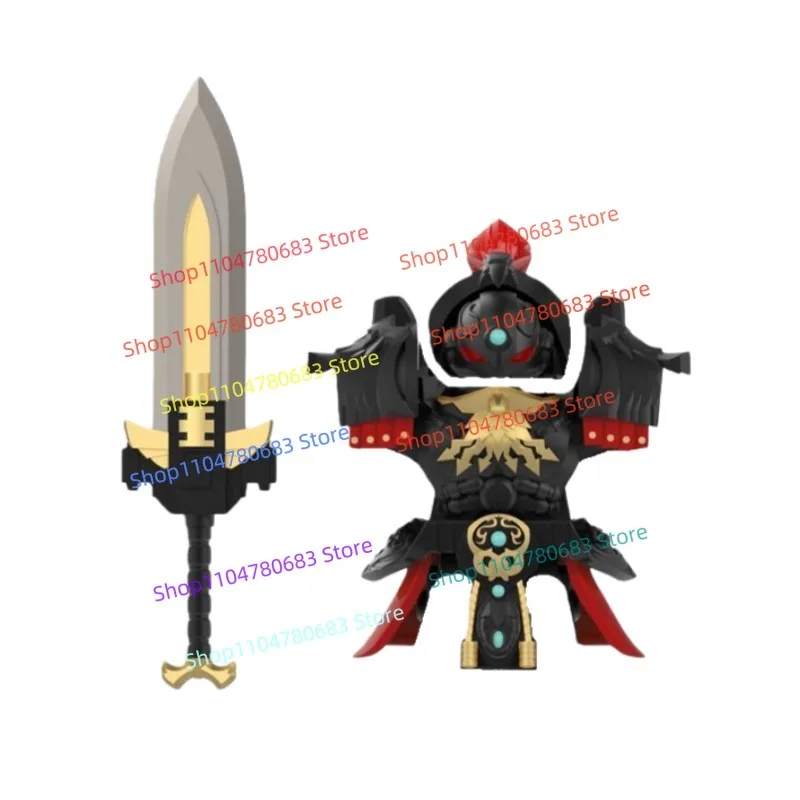 MOC اللبنات الجديدة الأسود الرمح المحارب شخصية صغيرة التجمع نموذج لعبة الزخرفية تمثال أنيمي لعبة هدية تحصيل