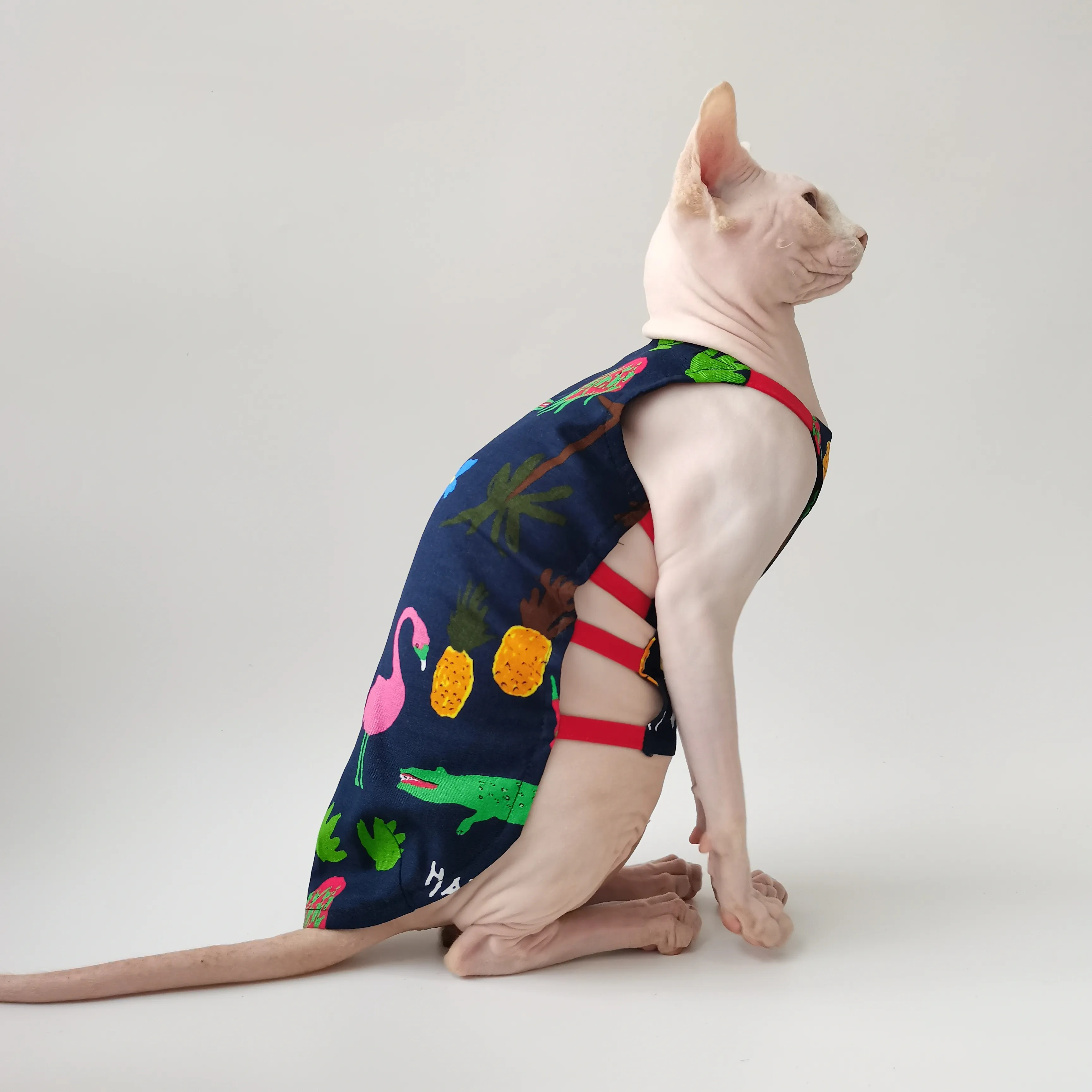 Cat clothing Baby Cotton Shirt for Sphynx Cat Soft Cute Bellyband Suspenders Vest For Kittens Cat Coat in Spring Summer Outwear