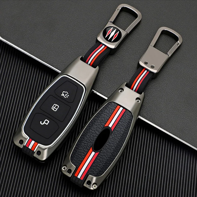 Funda de llave de coche de aleación de Zinc para Ford Kuga Focus Mk3 Mk4 Mondeo Fiesta Titanium Ecosport Transit MK8 cubierta de llave accesorios remotos