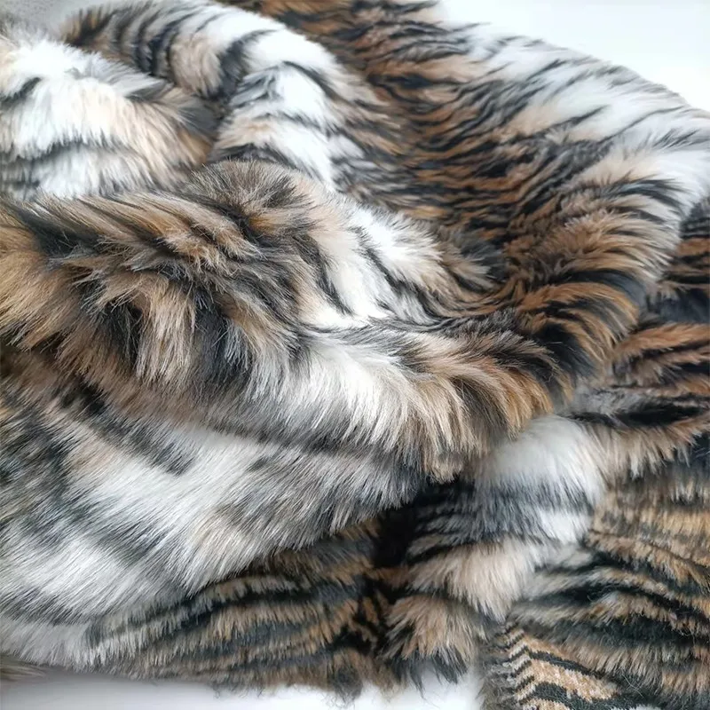 tiger pattern 2cm plush faux fur fabric imitation fur performance clothing faux fur fabric for patchwork