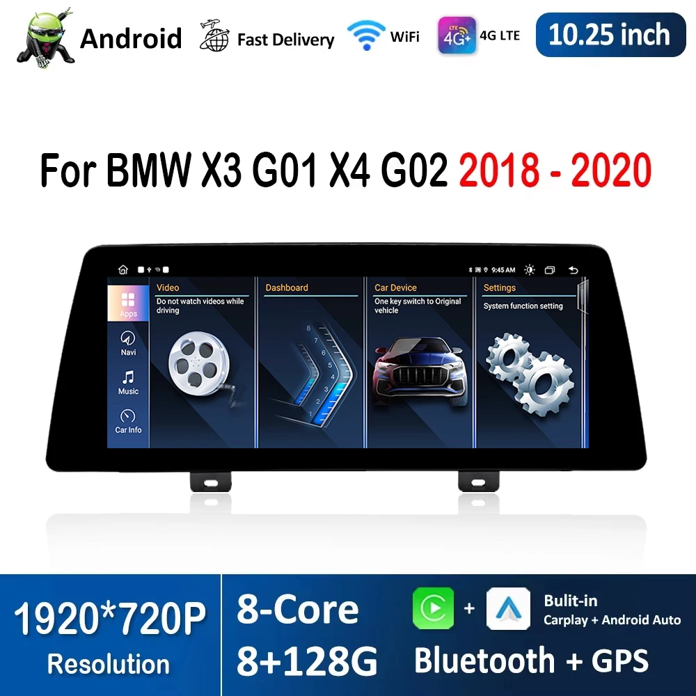

10.25 inch for BMW X3 G01 X4 G02 2018 - 2020 EVO System DSP Stereo 1920*720P Android Car Radio Video Multimedia Player 4G WiFi