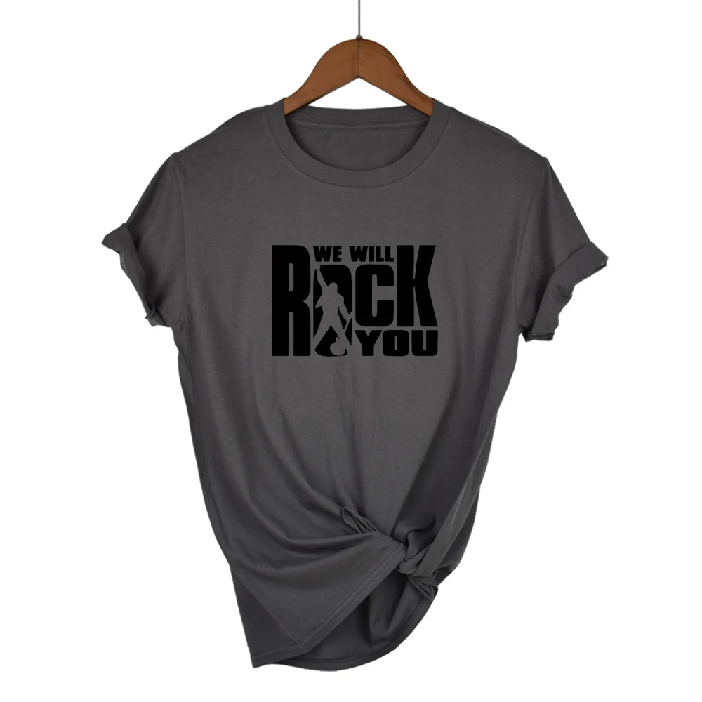 We Will ROCK You Women T Shirt Summer Style Queen Rock Band T-shirt Short Sleeve Cotton Rock Roll Womens Tops