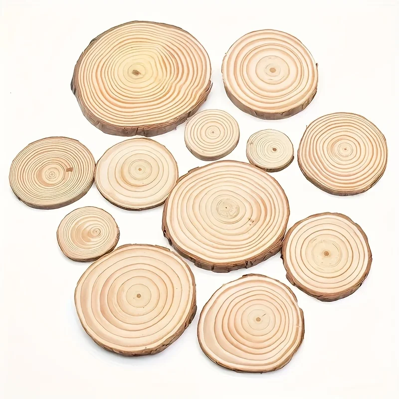 

Unfinished Wood Slices for centerpieces Round Wooden Discs with Tree Bark Cookies Circles for Crafts Christmas Ornaments