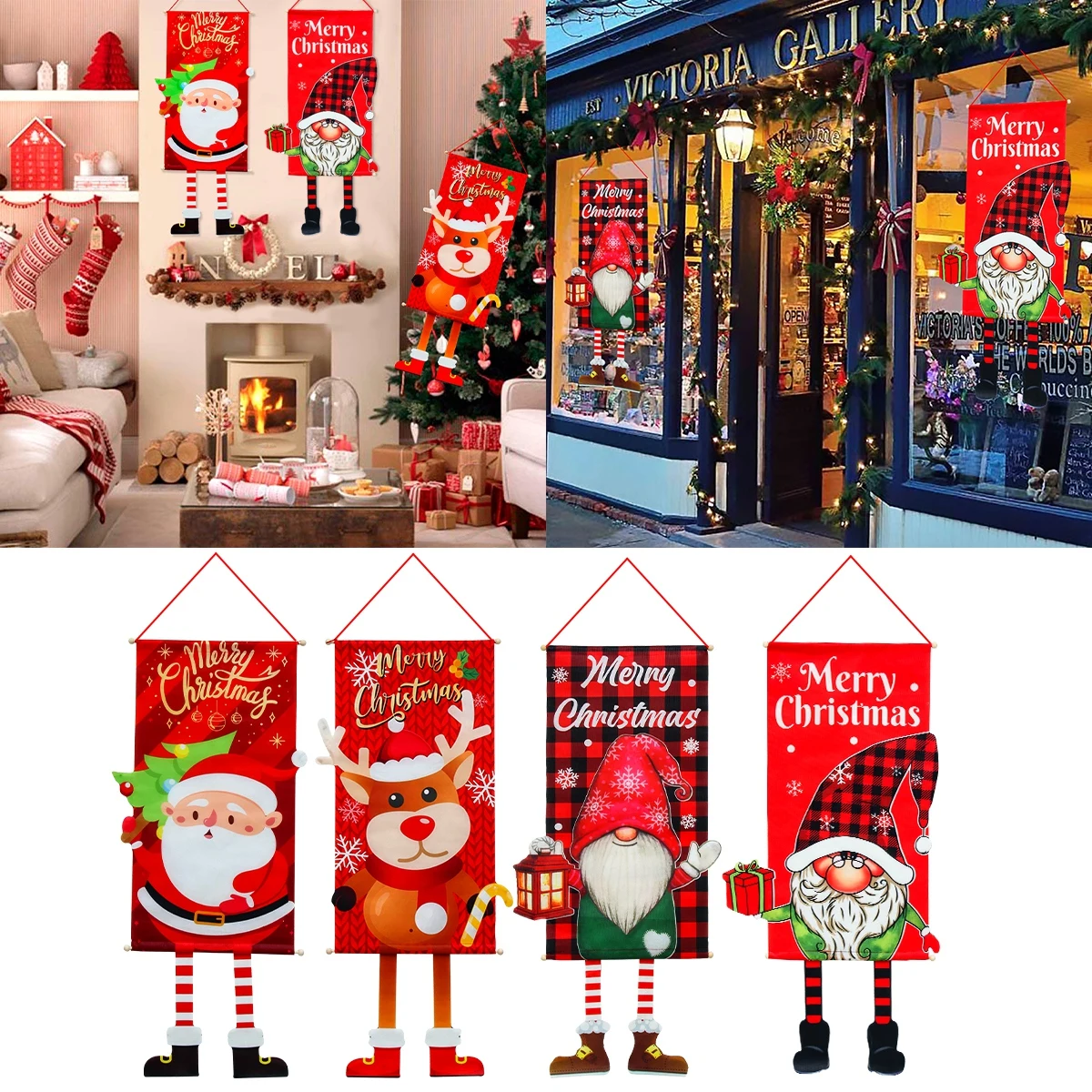 Natale Hanging Flag portico Door Banner decorazioni natalizie per la casa 2024 ornamenti regali di natale Navidad capodanno Decor 2025