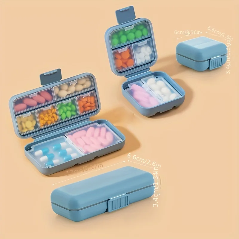 8 Grids Organizer Container For Tablets Travel Pill Box With Seal Ring Small Box For Tablets Wheat Straw Container For Medicines