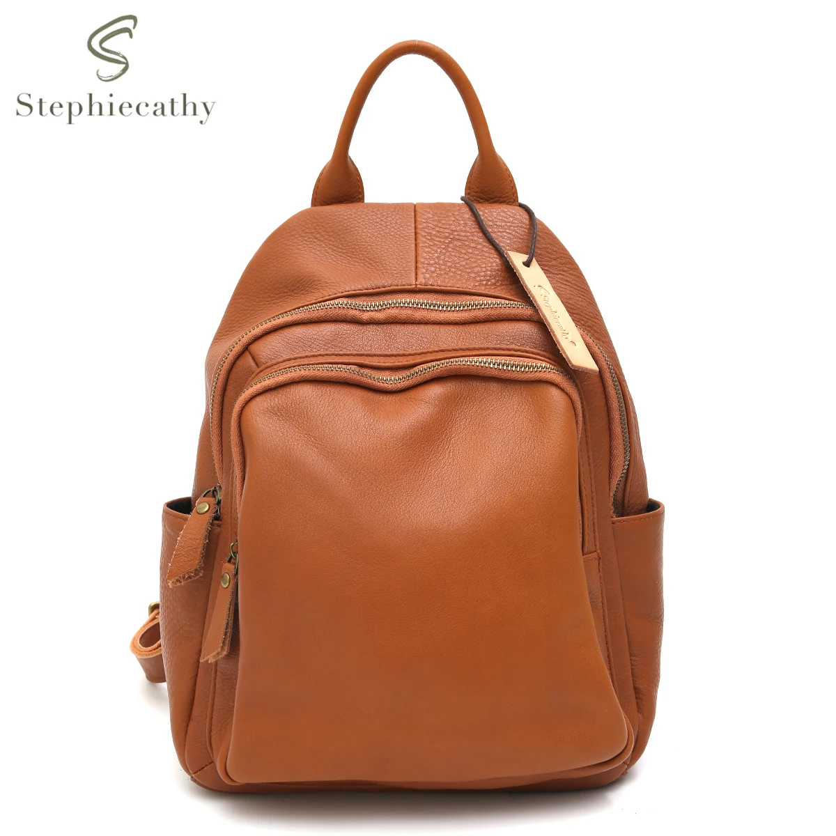 

SC Luxury Genuine Cow Leather Backpack Unisex Women Men Shoulder Bags Large Capacity Multi Zipper Pockets Casual Daily Knapsack