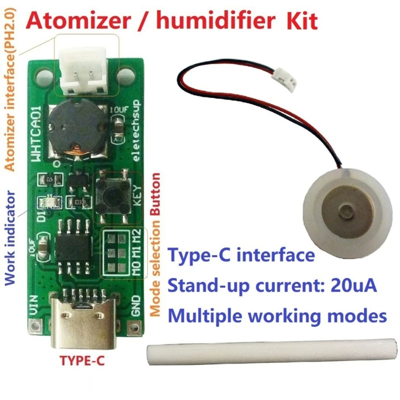 TypeC USB مرطب صغير لتقوم بها بنفسك أطقم مبيد الانحلال فيلم البخاخة ورقة DC5V ضباب صانع ولوحة دوائر السائق