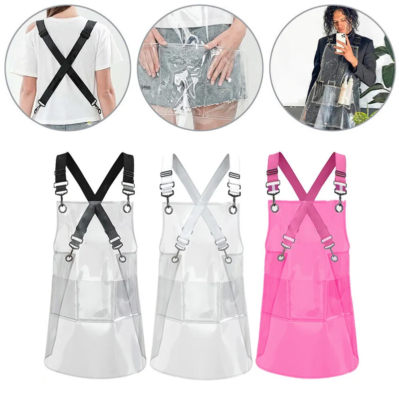 

Fashion Waterproof TPU Clear Apron Solid Color Webbing Adjustable Working Apron Oil-proof Home Kitchen Apron Household Supplies