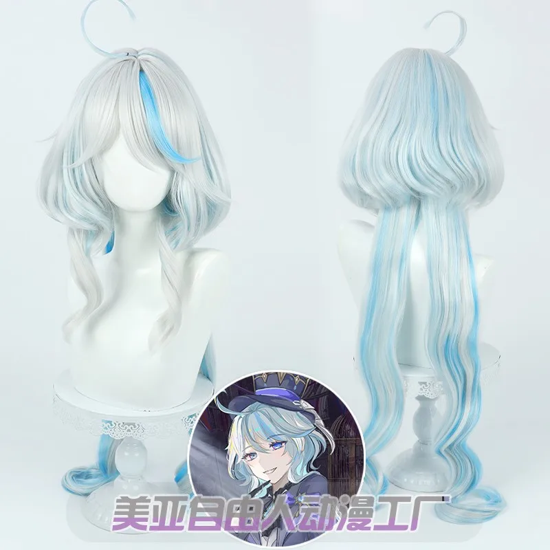

Genshin Impact Furina/Focalors Cosplay Wig, Hydro Archon, White with Highlights, Realistic Scalp