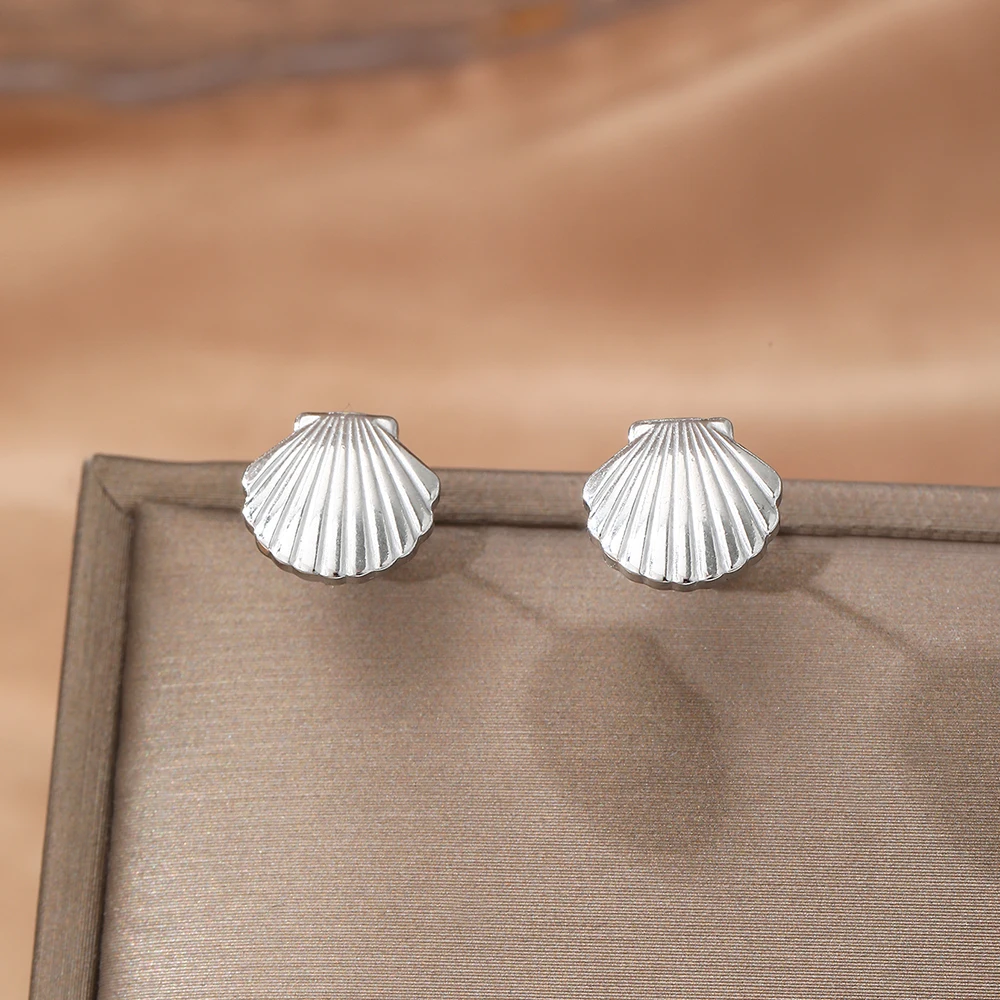 Stainless Steel Earrings Delicate Vintage Premium Sea Life Collection Shell Earrings For Women Jewelry Beach Vacation Wear