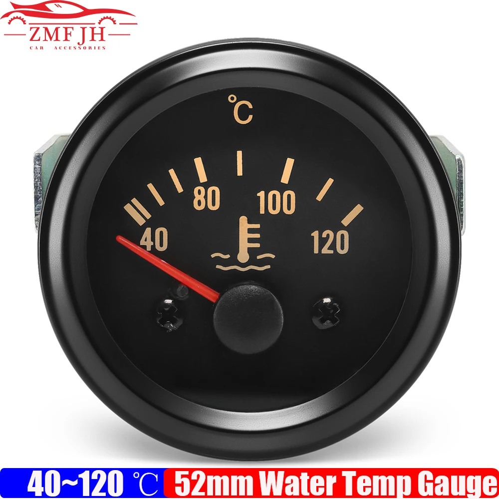 Pointer 40-120℃ Water Temperature Gauge no Sensor Yellow Backlight VDO 52mm Water Temp Meter Indicator 287.4-22Ω DC24V Custom