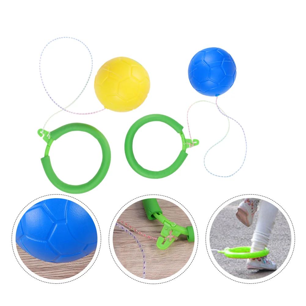 

2 PCS Jump Ring Ball Fitness Equipment Single Foot Shot Toy Jumping Rope Bouncing Sponge Pvc Child Twerking Toys