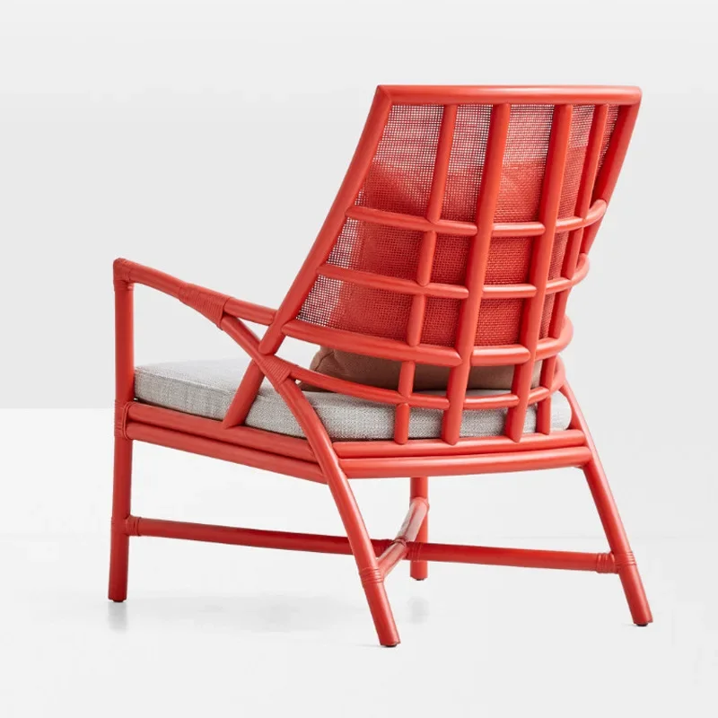 Nordic modern simple sofa chair, full rattan woven sofa chair, can lie in the living room red leisure