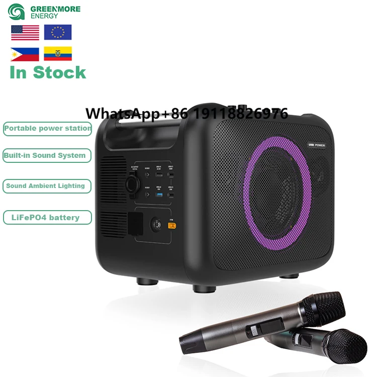 

Outdoor Camping 1200W Multi Functions Solar Generator Portable Power Station With Bluetooth Wireless Karaoke Speaker