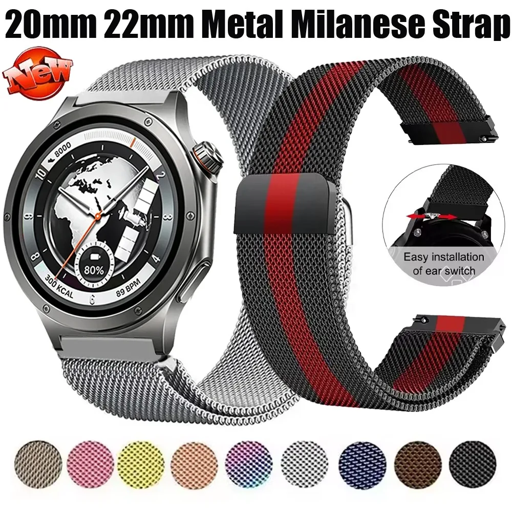 20mm 22mm Metal Milanese Strap for Oneplus Watch 4/3/2/Lite OPPO X3-S-X2 Magnetic watchband Replace for Xiaomi Watch S5-4-3-2-1