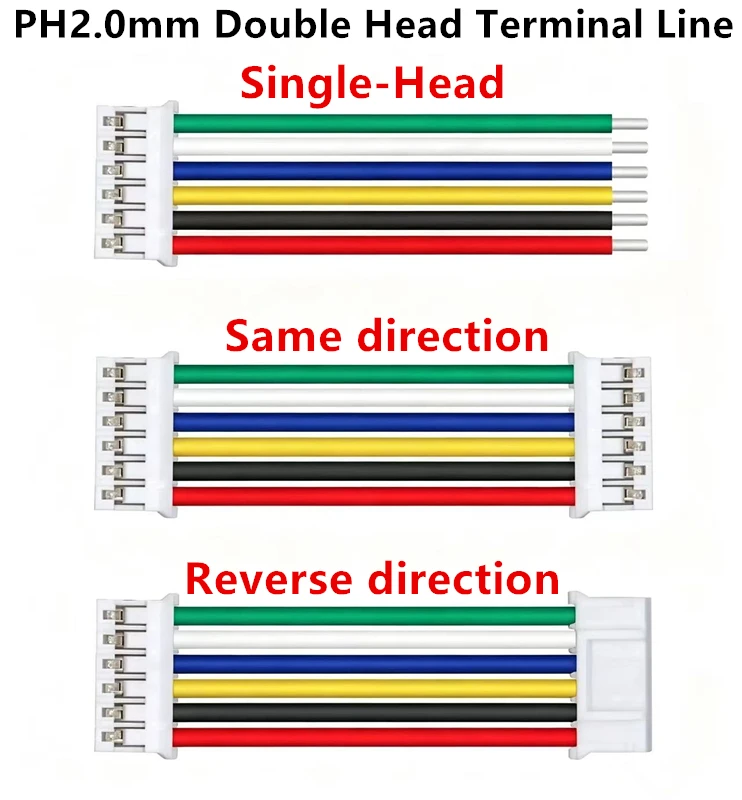 10Pcs PH2.0mm 2/3/4/5/6/7/8/9/10/11/12 Pin Double Head Terminal Line 10CM/20CM/30CM PH2.0 Same/Reverse Direction Electronic Wire