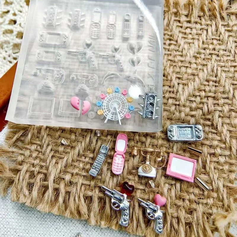 แม่พิมพ์ทำเล็บซิลิโคน กล้องถ่ายรูปขนมการ์ตูนน่ารัก ชิงช้าสวรรค์ในฝัน โทรศัพท์ แม่แบบทำเล็บ 3 มิติ DIY