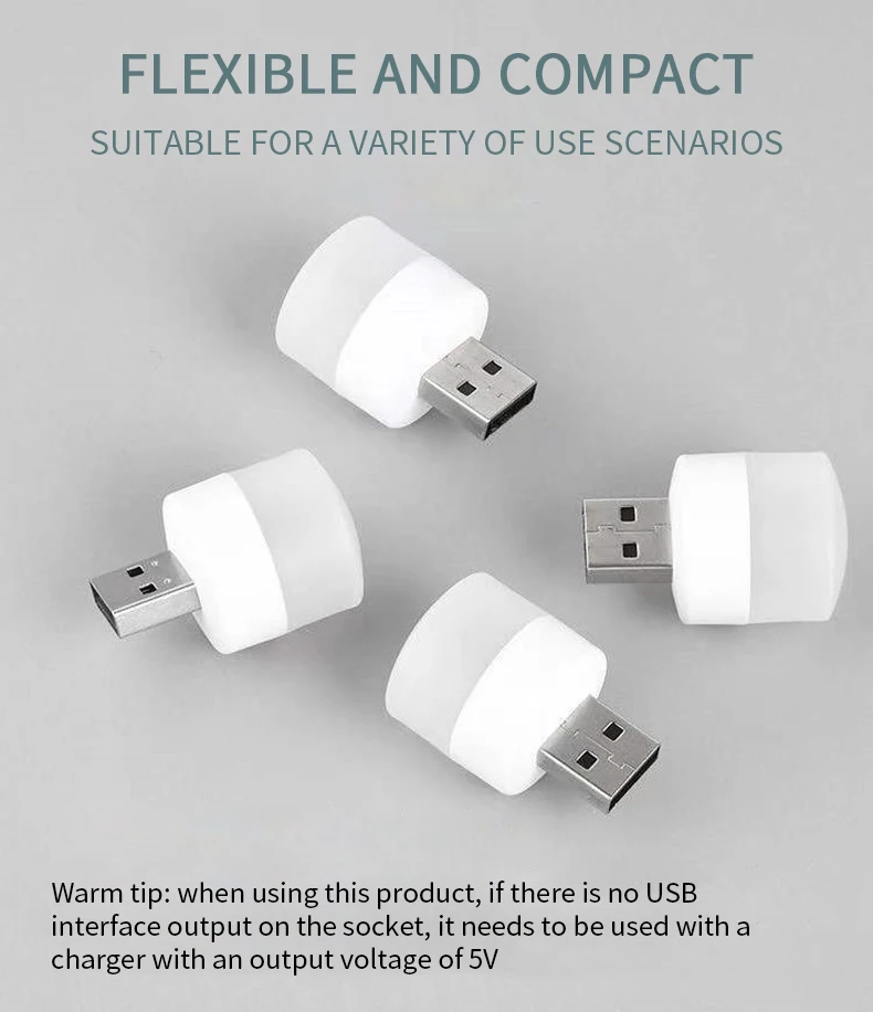 3-5Pcs Mini USB Night Light Warm White Eye Protection Book Reading Lights USB Plug Computer Mobile Power Charging LED Night Lamp